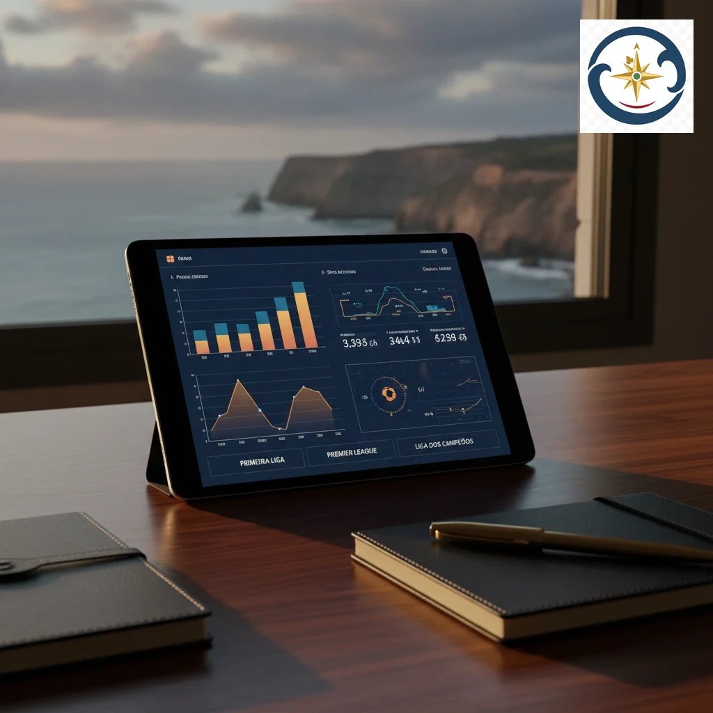 Interface com dados e estatísticas de eventos desportivos em tempo real num tablet